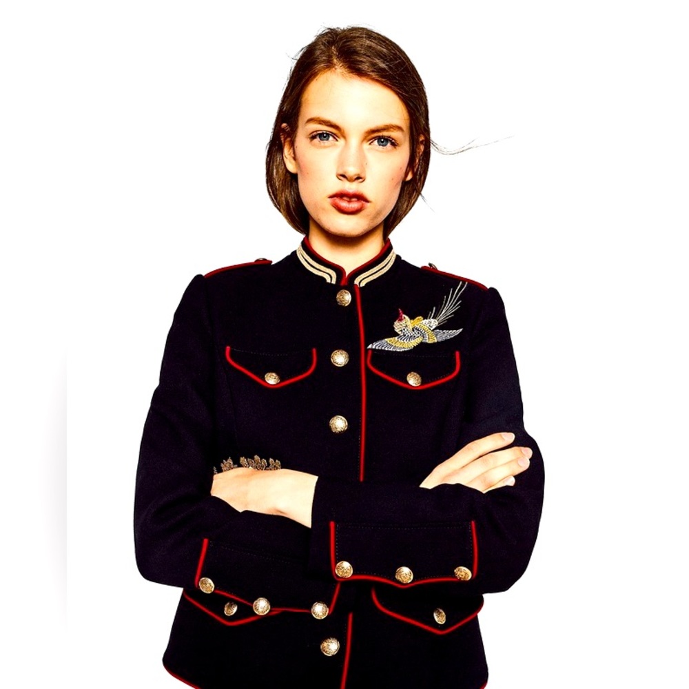 Zara women’s military style hummingbird jacket